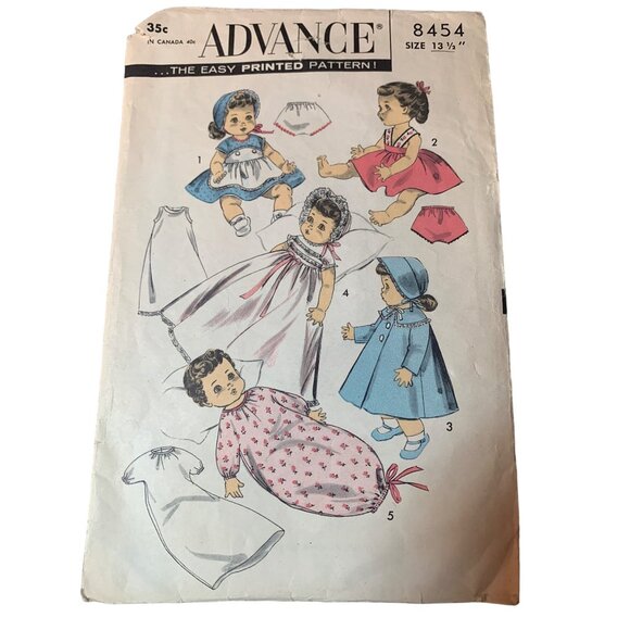 Advance 8454 Wardrobe Sewing Pattern For Betsy Wetsy & Suzy Doll 13.5" 1950s - Picture 1 of 2